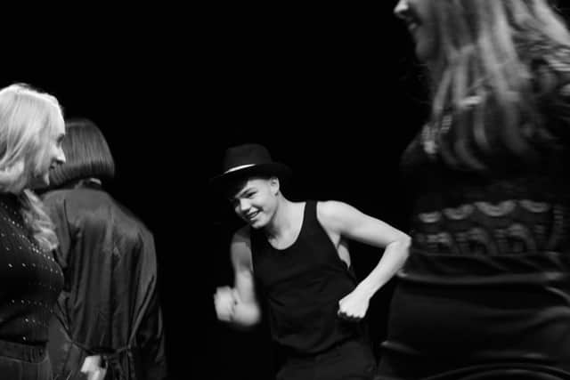 Ensemble member Aodhan Kehoe rehearsing for The Playhouse production of ‘Chicago’.