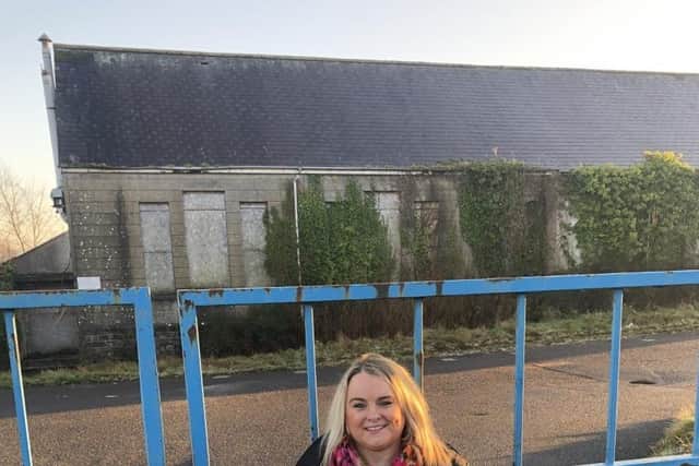 Sinn Féin Councillor Sandra Duffy at the site in Culmore.