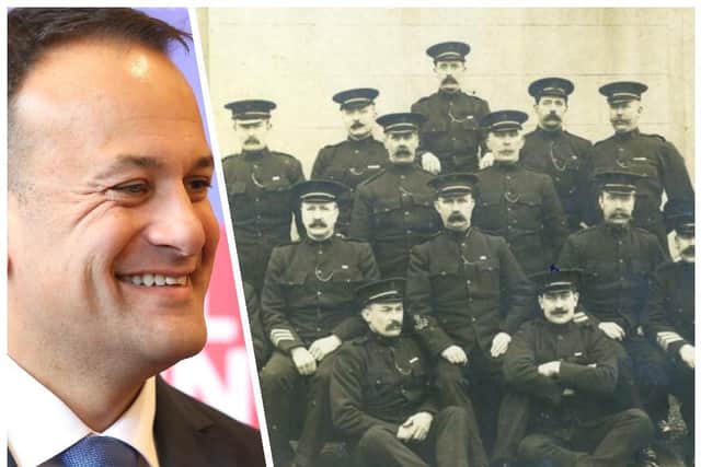Leo Varadkar (left) and a group of men in the RIC in 1914.