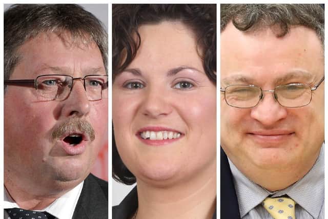 Pictured from left to right, DUP MP Sammy Wilson, SDLP Claire Hanna and Alliance Party MP, Stephen Farry.