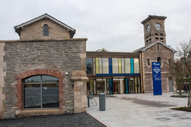 Translink's new North West Transport Hub in Derry-Londonderry which has opened in the historic Waterside Train Station. The Victorian Grade B listed building has been restored with funding received from the EU's INTERREG VA programme managed by the SEUPB with additional funding from the Department for Infrastructure and Department for Transport Tourism and Sport in the Republic of Ireland as well as support from Derry City and Strabane District Council.