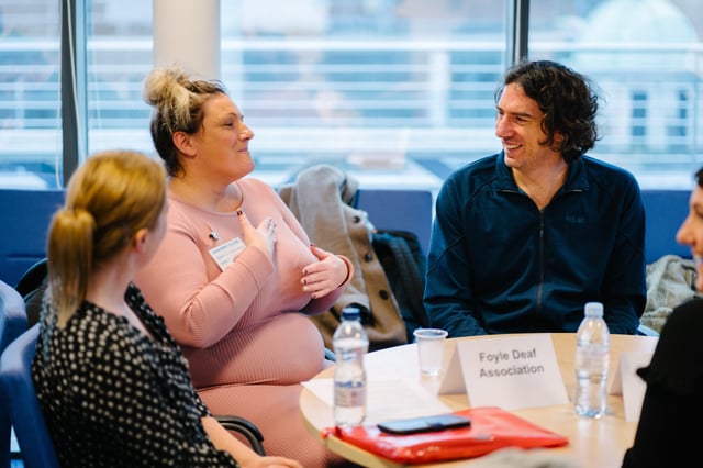 Foyle Deaf Association receiving their funding from Gary Lightbpdy, The Lightbody Foundation discussing the benefits of their work and sharing with Gary the difference his Foundation is making.