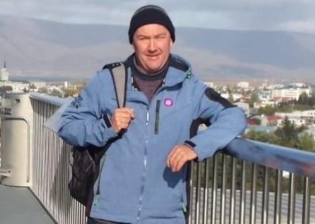 George pictured at the highest view point over Reykjavik post heart attack.