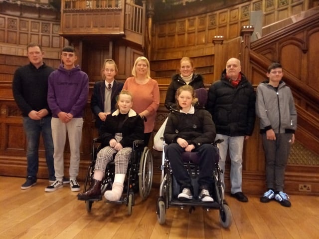 From left, Paul Hughes (Youth & Community Development Worker), Jack Long (Trainee Youth Support Worker), Holly Hunter (Youth Forum Member), Micha Tracey (Youth Forum Member) and her mother Claire Tracey, Strathfoyle resident Claire McGill and her daughter Sianon McGill, Eamonn ODonnell (Volunteer Youth Support Worker) and Caid Callaghan (Youth Forum Member).