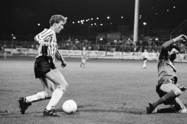 Derry City striker, Liam Coyle in action during the first half.