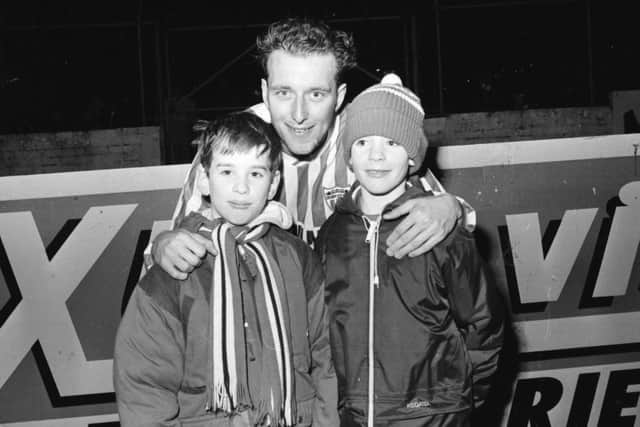 David Campbell poses with his nephew, Declan Callan and his friend, Conor McColgan