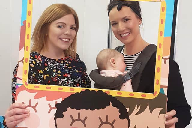 Pictured at the Western Trust Breastfeeding Peer Support Celebration Event in St Columb’s Park Jemma Theobald, Health Improvement Nutritionist; Claire Thompson and baby Eden.