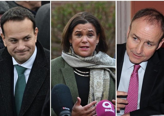 Fine Gael leader Leo Varadkar, Sinn Féin Leader Mary Lou McDonald and Fianna Fáil leader Micheal Martin.