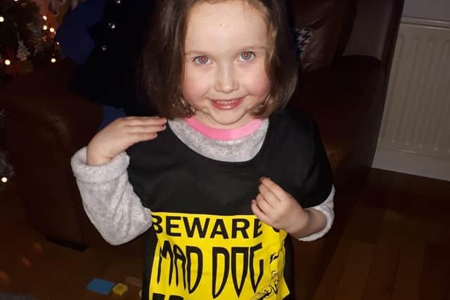 Connor's young niece Mikayla sporting his Mad Dog merchandise.