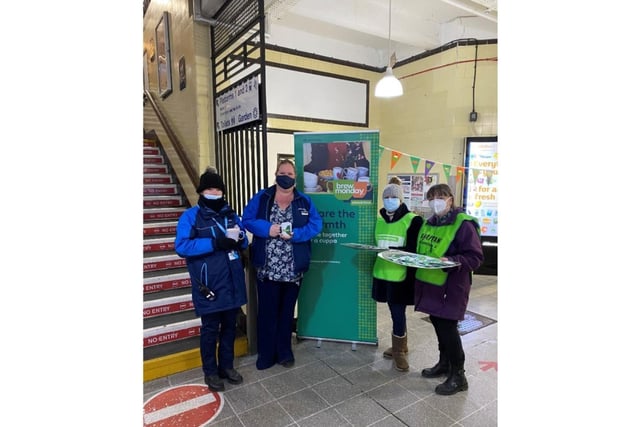 Volunteers from the Samaritans were handing out tea bags to passengers at Leamington station as part of their Brew Monday campaign. Photo supplied