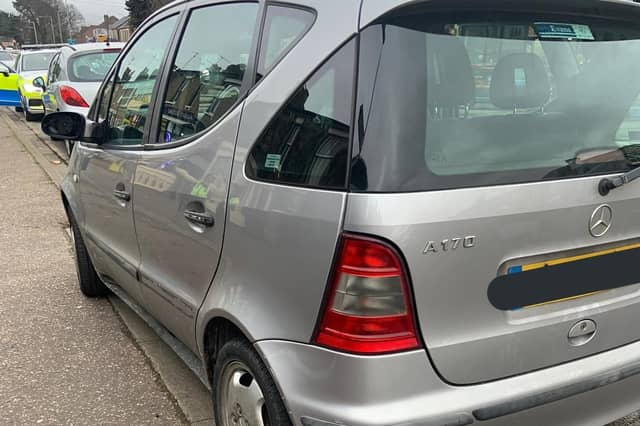 Officers stopped this car in Peterborough on March 1 and sid: "Another vehicle stopped in Peterborough whilst waiting for recovery. This is being driven without a licence or insurance.
Driver reported and vehicle seized."