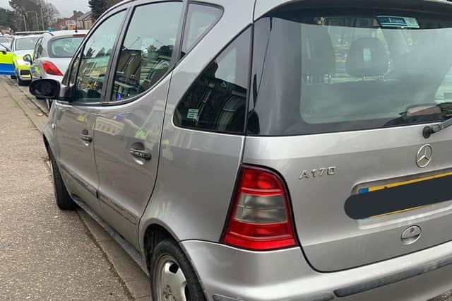 Officers stopped this car in Peterborough on March 1 and sid: "Another vehicle stopped in Peterborough whilst waiting for recovery. This is being driven without a licence or insurance.  
Driver reported and vehicle seized."