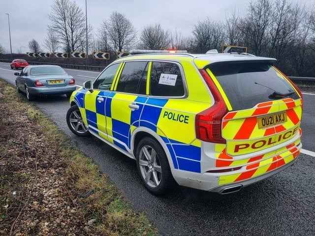 Elsewhere in the region, officers stopped this car and said: "Intelligence suggested that this Jaguar may be being driven using false details or documents. Driver identified at roadside and found to hold no insurance, but otherwise in order. Vehicle seized, driver reported."
