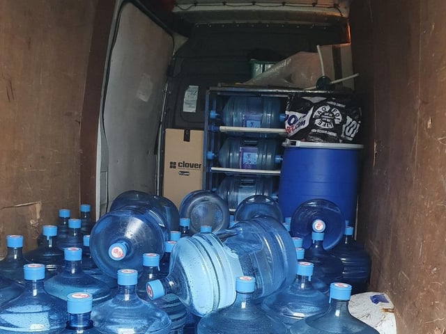 Elsewhere in the region officers stopped this heavily laden van and warned: "Vehicle overweight by 940 kgs. Tyres so heavily under pressure and strain that the steel is poking out. Vehicle not taxed either."
