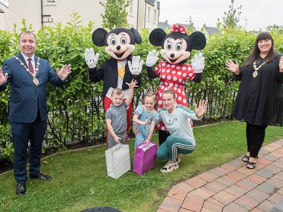 The Mayor and his wife Cheryl pay a visit to Adam and Aoife Burke and their mum Bronagh, with two of their favourite c