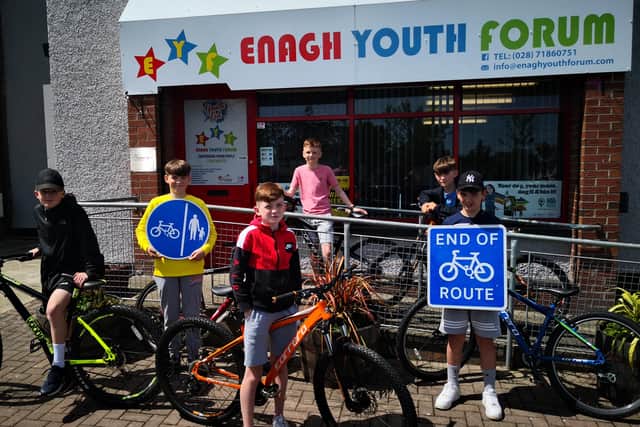 Enagh Youth Forum Junior Members looking forward to the Waterside Greenway extending out to Strathfoyle.