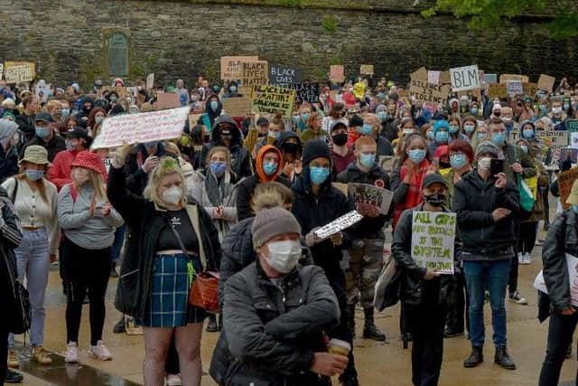 Participants at a Black Lives Matter rally in Derry on June 6.