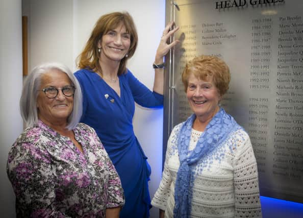 St. Maryâ€TMs College Principal Marie Lindsay pictured with former head girls Dolores Barr (1959-60) and Bernadette Gallagher (1961-1962) during Fridayâ€TMs 60th anniversary celebrations.