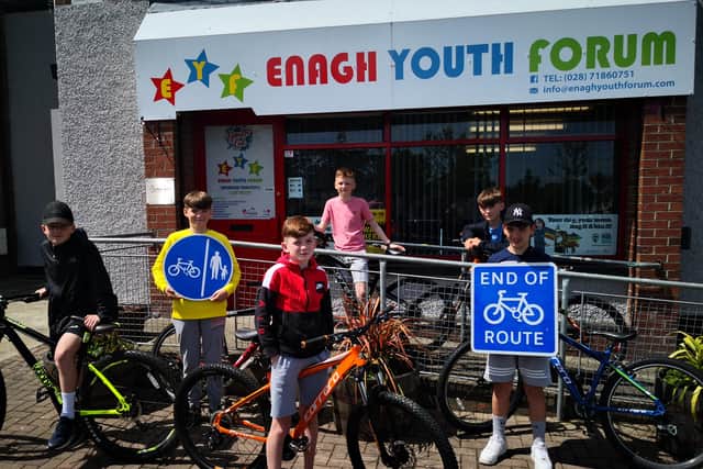Enagh Youth Forum Junior Members looking forward to the Waterside Greenway extending out to Strathfoyle.