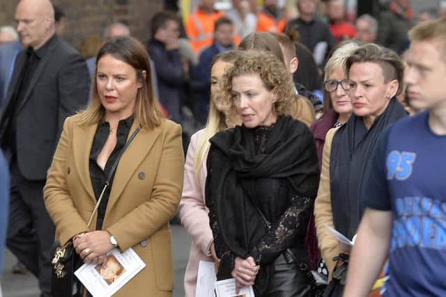 Friends and relatives pictured at the funeral of Noah Donohoe
