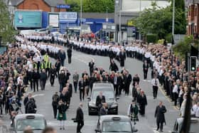 Hundreds of people attended the funeral of Bobby Storey on Tuesday.