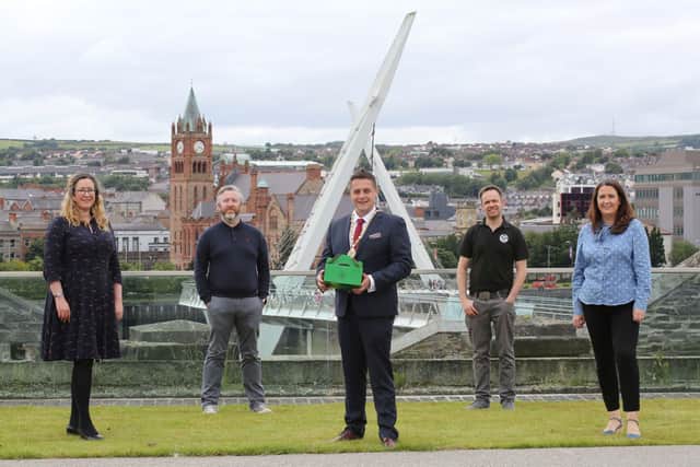 Pictured: The Deputy Mayor of Derry and Strabane District Council, Alderman Graham Warke, launching the new Legenderry Food Brand. Included are Selina Horshi (White Horse Hotel), vice-chair, Legenderry Food Network, Conor Doherty (Sippy Fest), James Huey (Walled City Brewery), chair, Legenderry Food Network, and Catherine Goligher, Acting Tourism manager, Derry City and Strabane District Council. For further information, visit http://legenderryfood.com/. Connect with LegenDerry on Facebook and Instagram @LegenDerryFood.