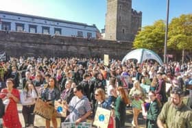2019: A huge turnout at a protest in Guildhall Square calling for Climate Action last year.
