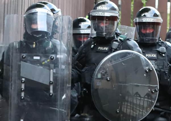 PSNI officers in riot gear
