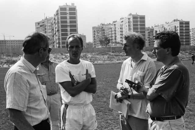 Benfica boss, Sven Goran Eriksson speaks to the Derry press ahead of the match.