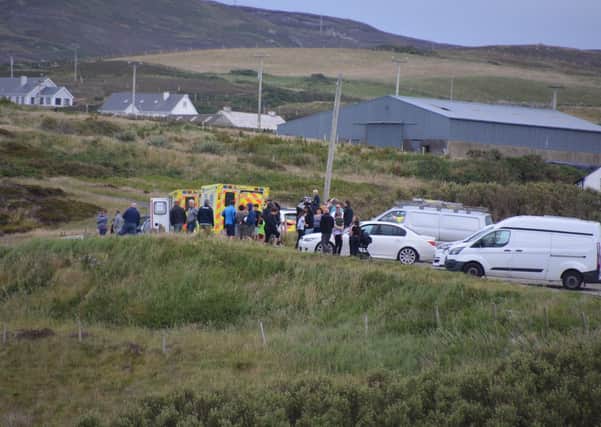 Ambulances at the scene of the rescue in Malin Head on Thursday.