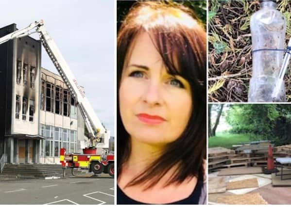 The Foyle College building was destroyed by fire two years ago (left) but youths are still gathering and have created a den said Councillor Shauna Cusack.