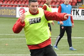 Adam Hammill pictured in training at Brandywell Stadium this week.