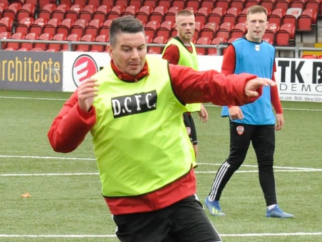 Adam Hammill pictured in training at Brandywell Stadium this week.