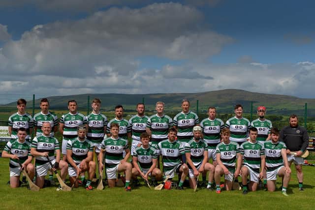 The Na Magha senior hurlers who lined out against Lavey in the first Derry Senior Hurling Championship game held in Pirc Na Magha on Sunday afternoon last. DER2031GS - 001