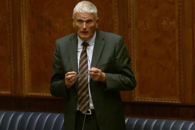DUP MLA Jim Wells, speaking in the Stormont Assembly, on Monday.