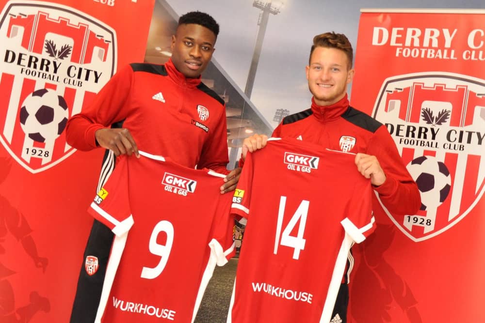 New Derry City signings, Ibrahim Meite and Jake Dunwoody.