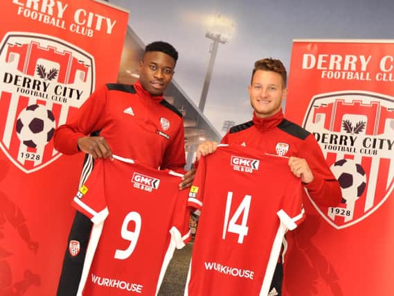 New Derry City signings, Ibrahim Meite and Jake Dunwoody.