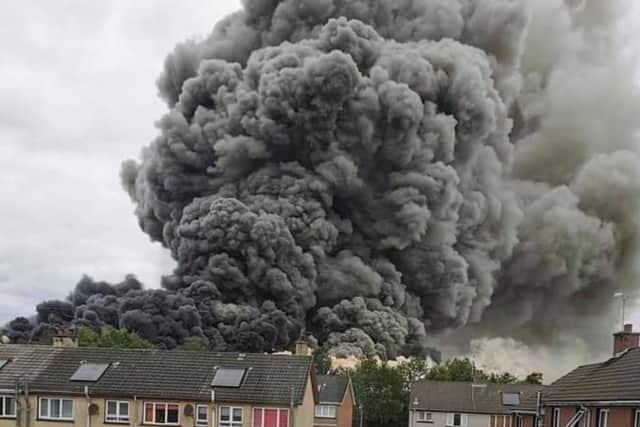 The fire at Foyle Port. (Image courtesy of Cop Vosa Watch Derry)