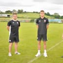 Bobby Deane with Derry City academy coaches, Mo Mahon and Donal O'Brien.