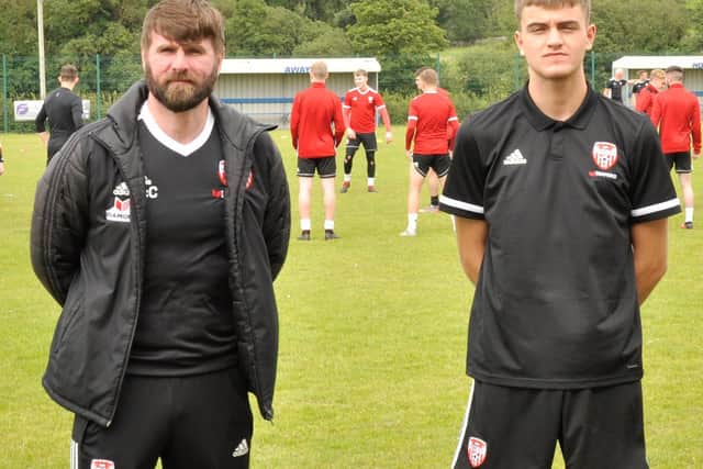 Derry City Technical Director, Paddy McCourt pictured with youngster Bobby Deane who secured a move to Lincoln City.
