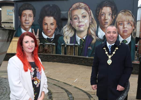 Shadow Secretary of State for Northern Ireland Louise Haigh with the Mayor of Derry and Strabane, Councillor Brian Tierney during her visit to the City.