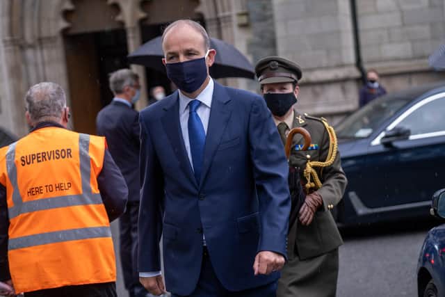 Taoiseach Micheal Martin arrives for John Hume's funeral.