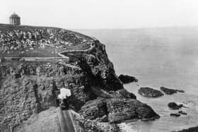 A steam train from Derry exiting West Tunnel on its way into Castlerock on the North Coast in the 1950s.