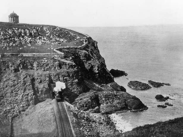 A steam train from Derry exiting West Tunnel on its way into Castlerock on the North Coast in the 1950s.