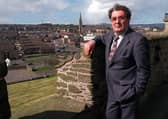 PACEMAKER BELFAST   John Hume pictured on the Walls of Derry over looking his maiden City. Pic taken spring 1998