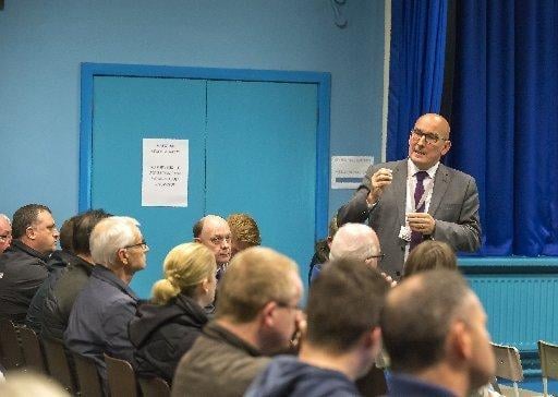 Garry Matthewson, Principal of Holy Family Primary School, addressing a public meeting last year.