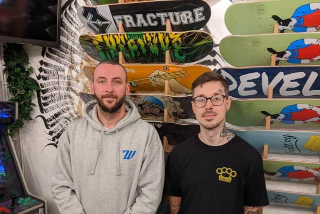 Greg McNeill and Ritchie Harris from the Basement Skate Shop