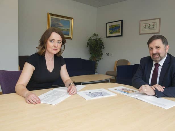 Professor Siobhan O’Neill with Health Minister Robin Swann upon her appointment as the new Interim Mental Health Champion for the north.