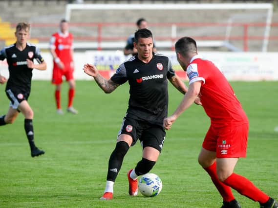 Derry City's Adam Hammill hit the woodwork twice in the closing stages at Tolka Park. Picture by Kevin Moore/Maiden City Images