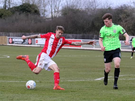 Former Stoke City U23 centre half Cameron McJannett pictured during his loan spell with English National League outfit, Curzon Ashton FC